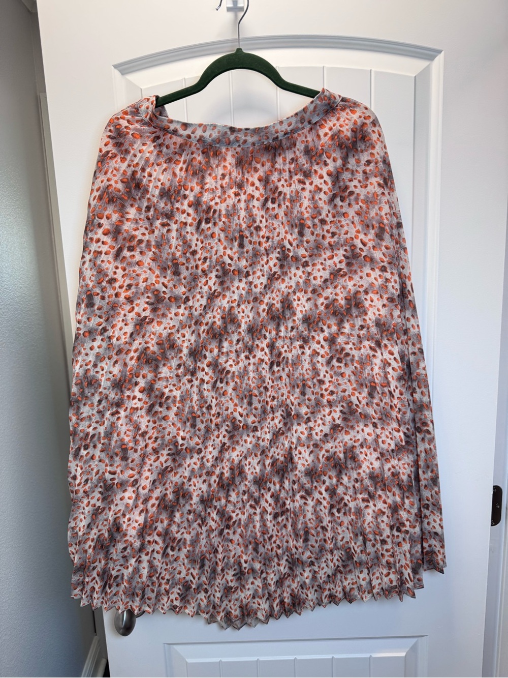 Skies Are Blue Pleated Maxi Skirt in Cream and Rust Spot Print